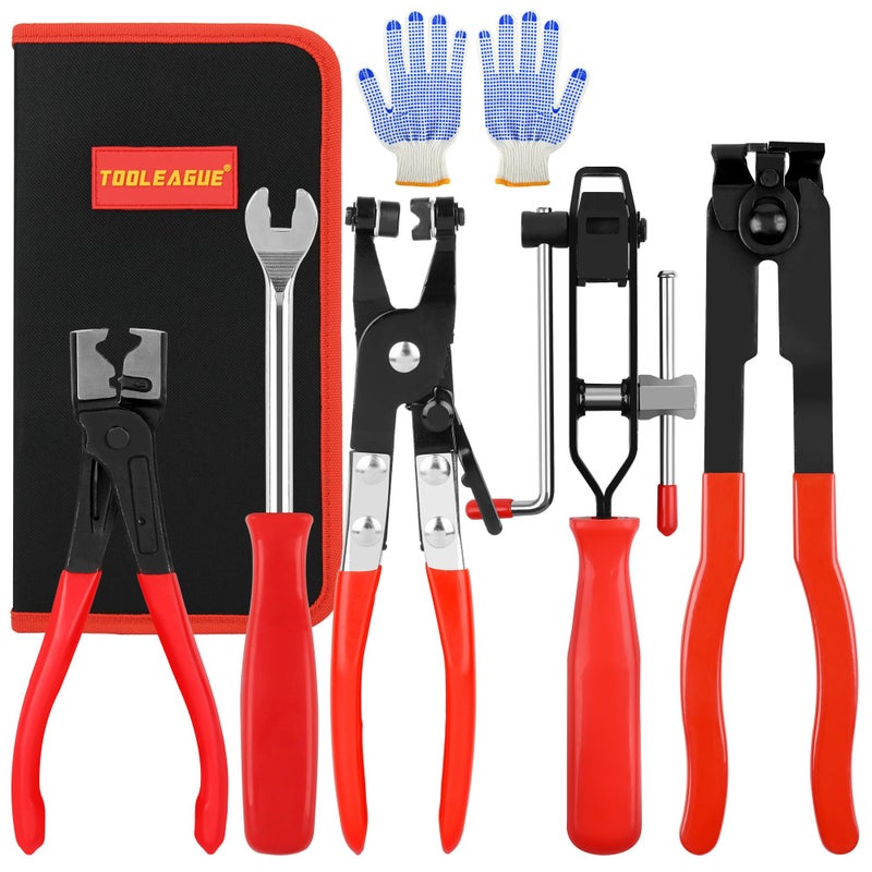 TOOLEAGUE 5Pcs Joint CV Boot Clamp Pliers Set Hose Clamp and Clic-R Type Pliers Auto Trim Removal Tool with Storage Bag for Car ATV UTV - Image 1